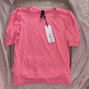 Bobi Pink Short Sleeve Top Puff Sleeve Bubblegum Cotton